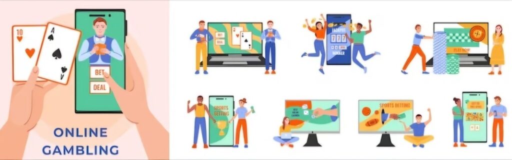 Image displaying various methods of online gambling.  